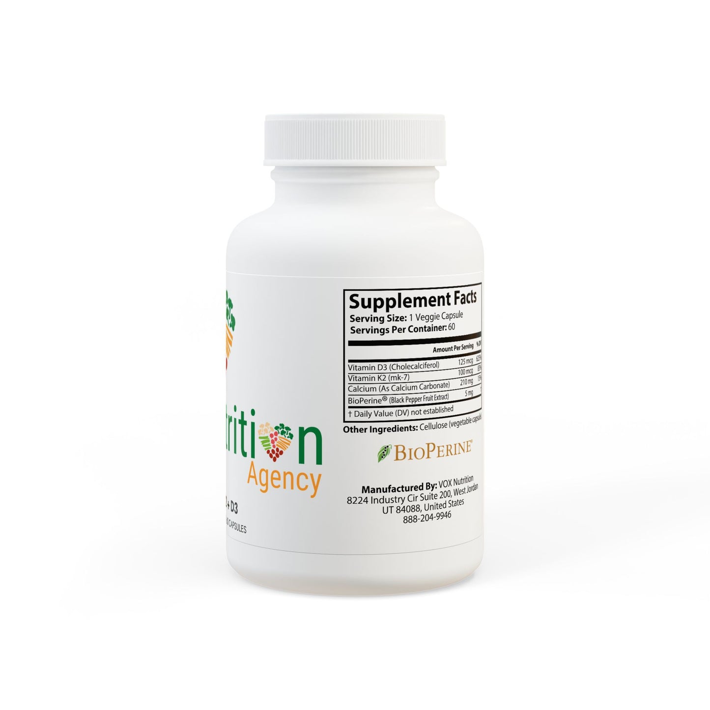 Vitamin K2 + D3 Supplement (60 Capsules)