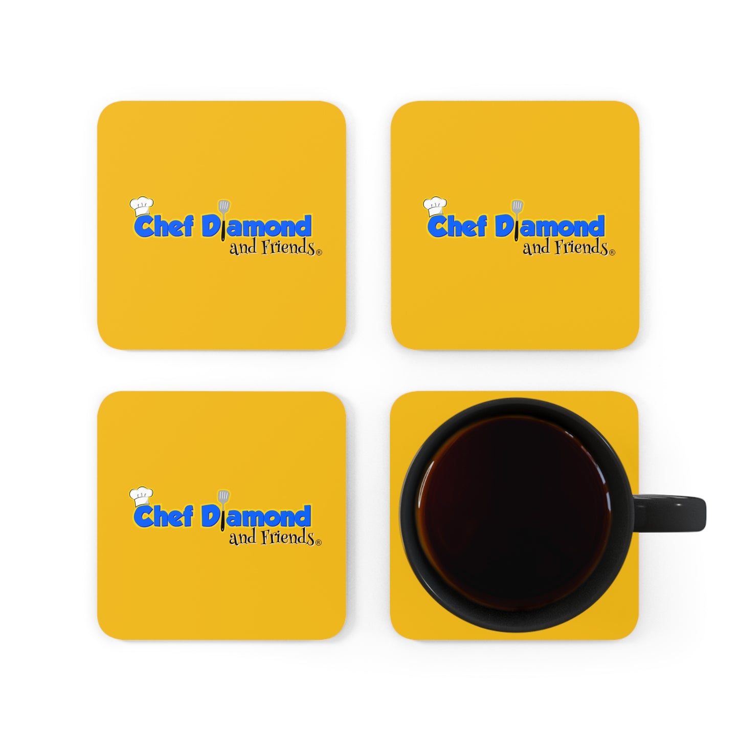 Chef Diamond Classic Logo Corkwood Coaster Set